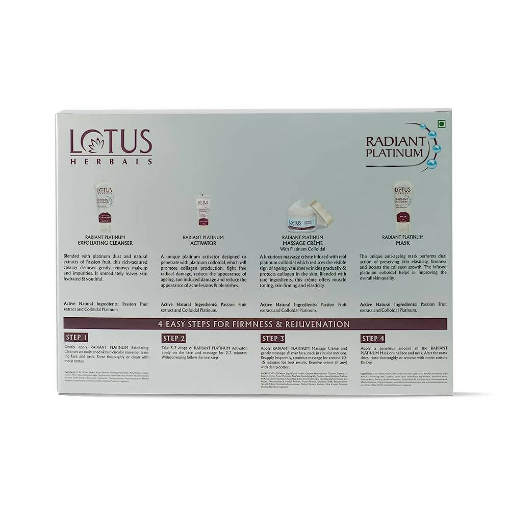 Lotus Herbals Radiant Platinum Cellular Anti-Ageing Facial Kit (170gm) - Distacart