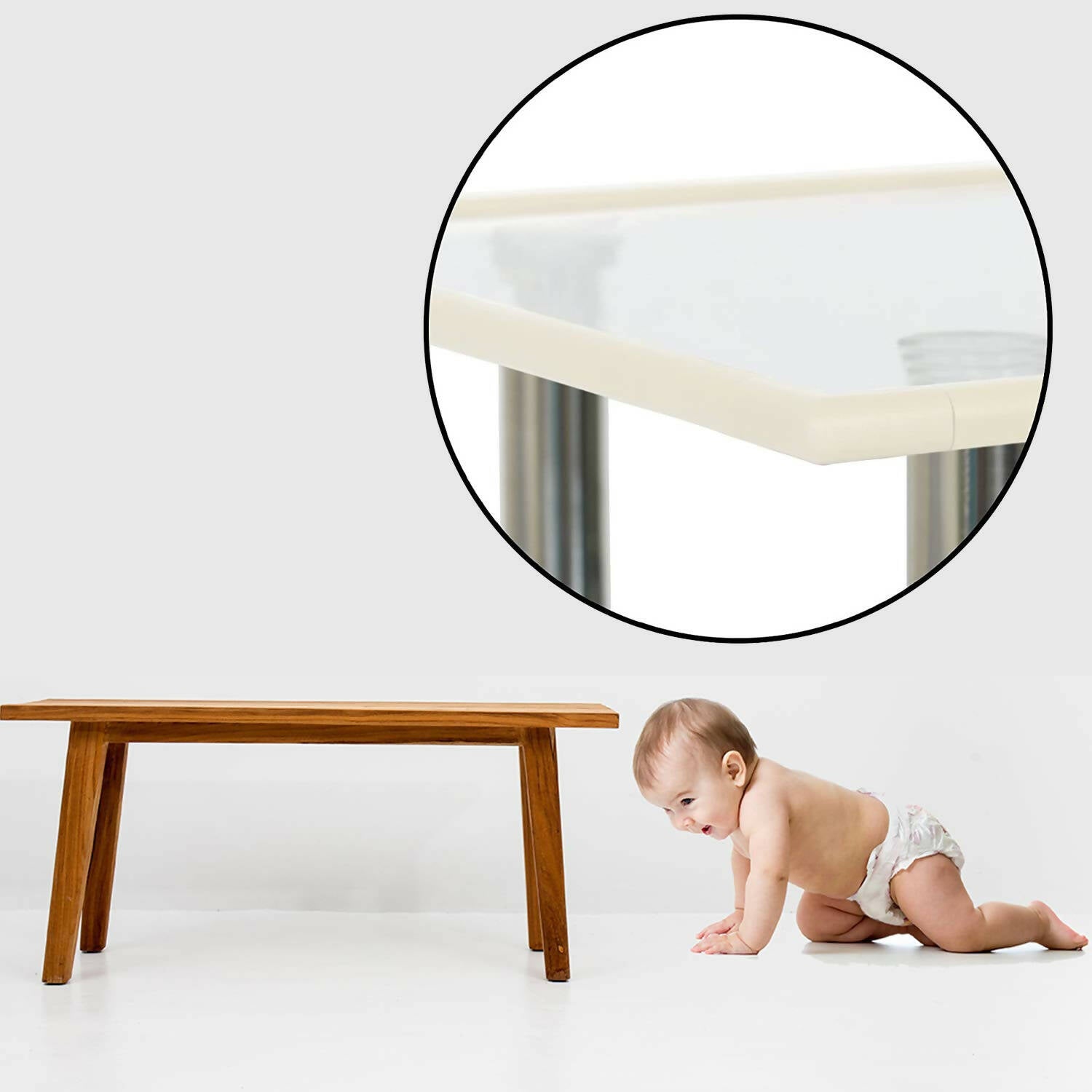 Safe-O-Kid Unique High Density L-Shaped 2 Mtr Long Large 2 Edge Guard Strips- White - Distacart