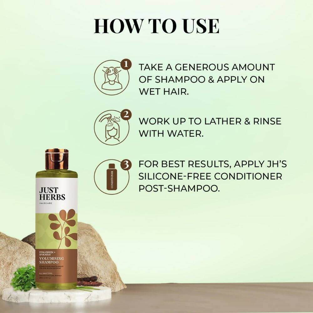 Just Herbs Volumising Shampoo With Fenugreek and shikakai - Distacart