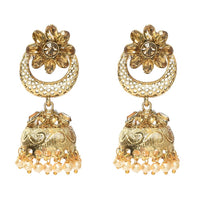 Thumbnail for Tehzeeb Creations Golden Plated Jhumki With Moon Style