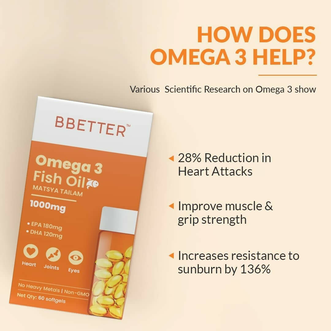 BBETTER Omega 3 Fish Oil Capsules for Women & Men - Distacart