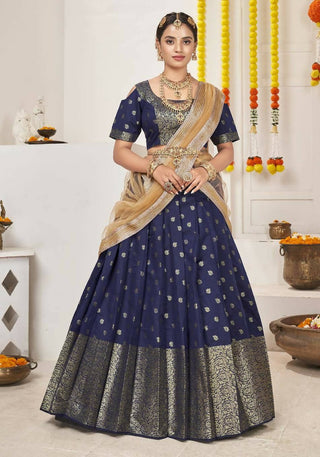 DEIANA'S Beautiful Jackquard Weaving Lehengha Choli - Blue - Distacart