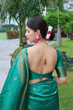 Thumbnail for DEIANA'S Beautiful Golden Jari with New Design Soft Lichi Silk Saree - Teal - Distacart