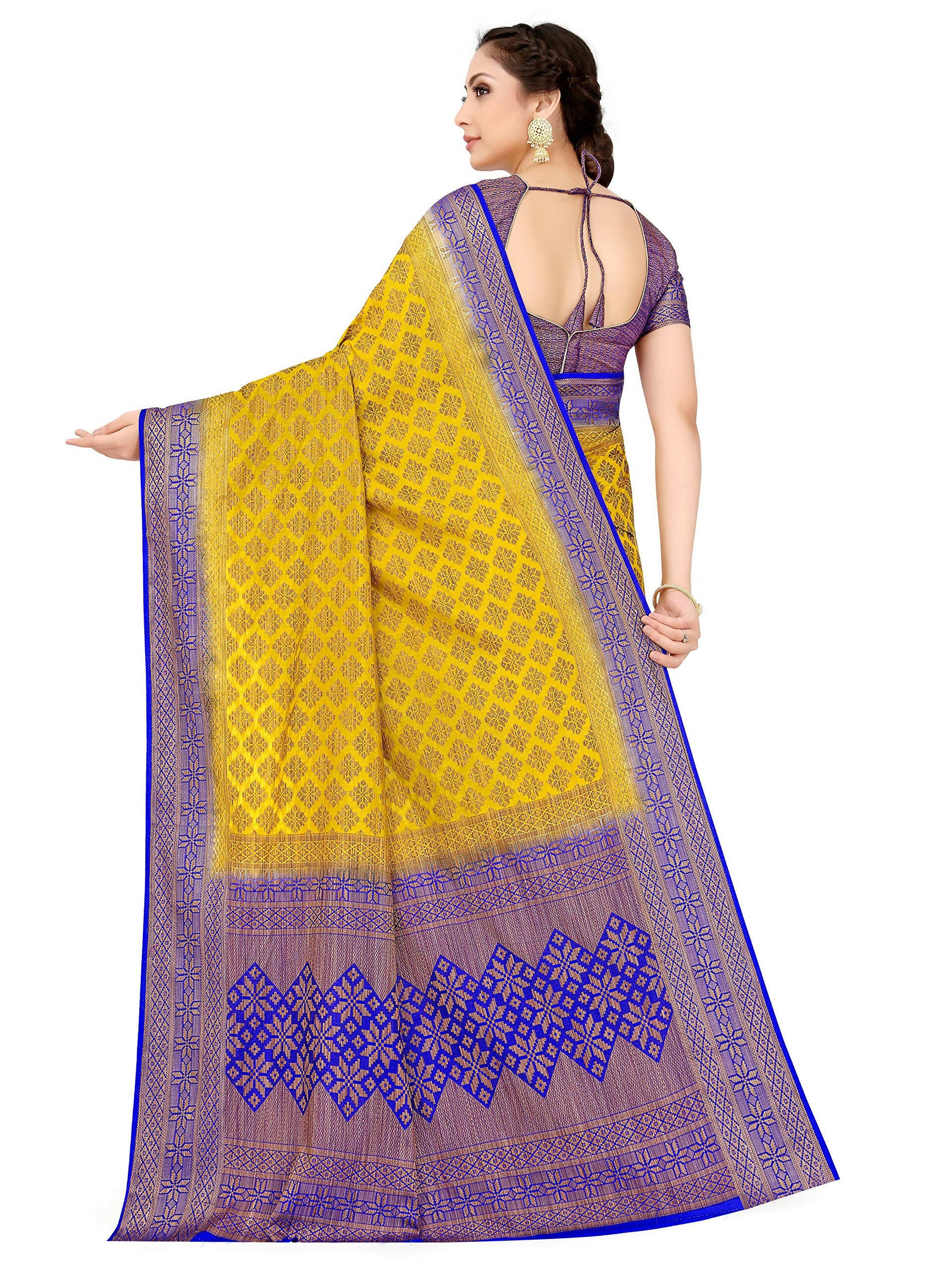 Mimosa Women's Mustard Yellow Patola Art Silk Saree - Distacart