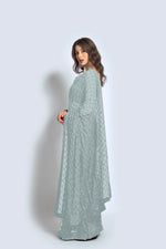 Thumbnail for Malishka Women's Grey Georgette Sequence Embroidery Saree With Blouse Piece - Distacart