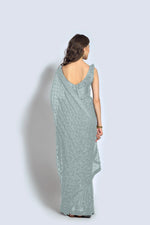 Thumbnail for Malishka Women's Grey Georgette Sequence Embroidery Saree With Blouse Piece - Distacart