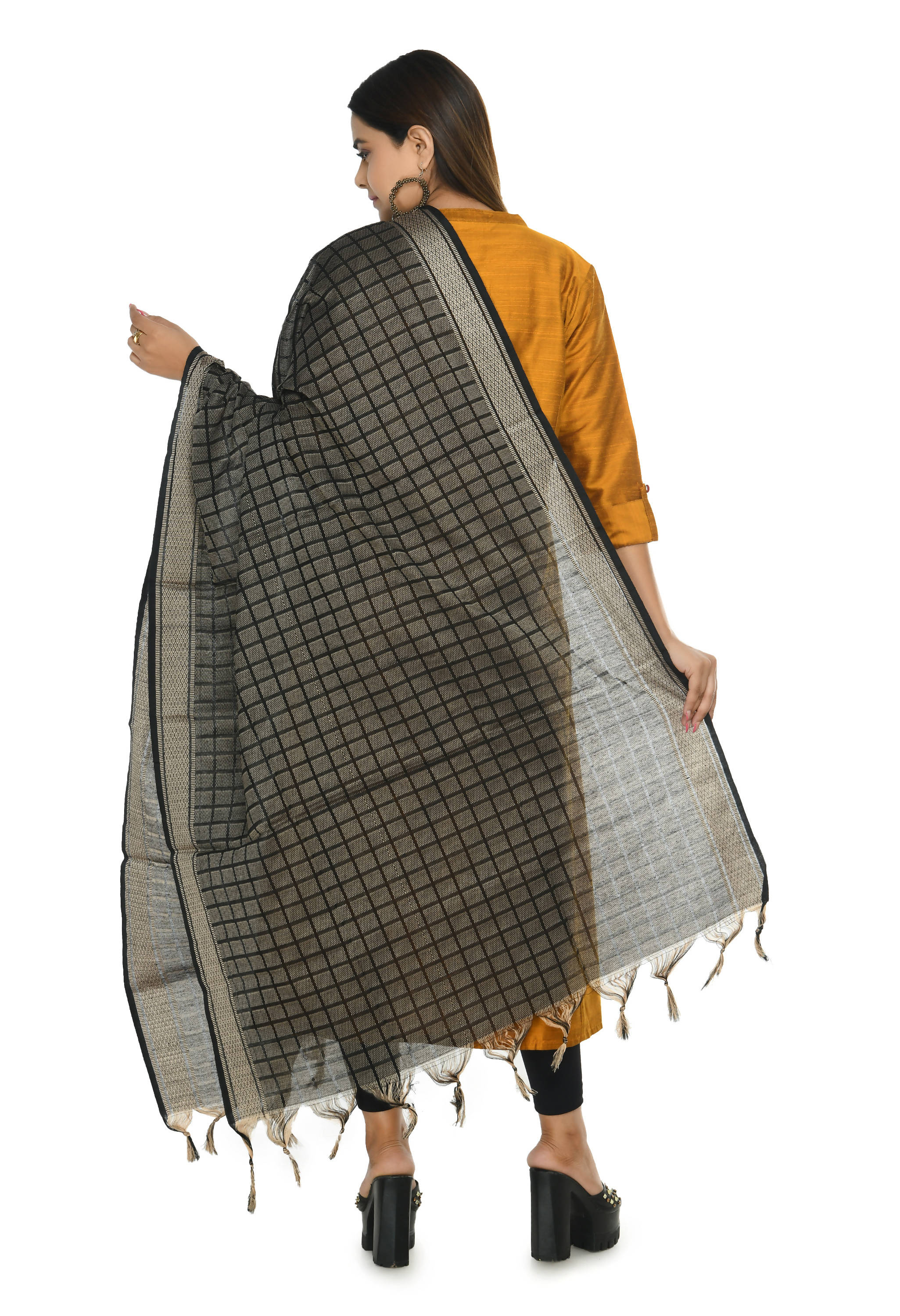 Mominos Fashion Moeza Handloom Cotton Black Dupatta - Distacart