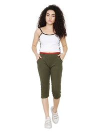 Thumbnail for Asmaani Olive Green Color Capri Type with Two Side Pockets.
