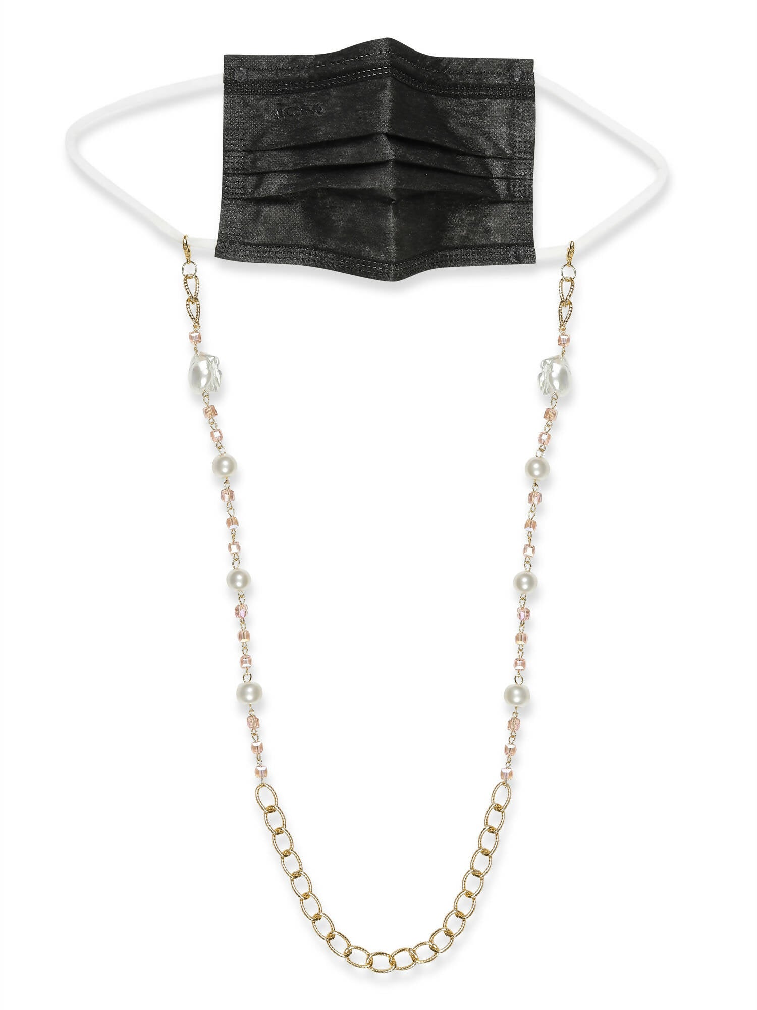 White Golden Embellished Mask Chain - Ruby Raang - Distacart