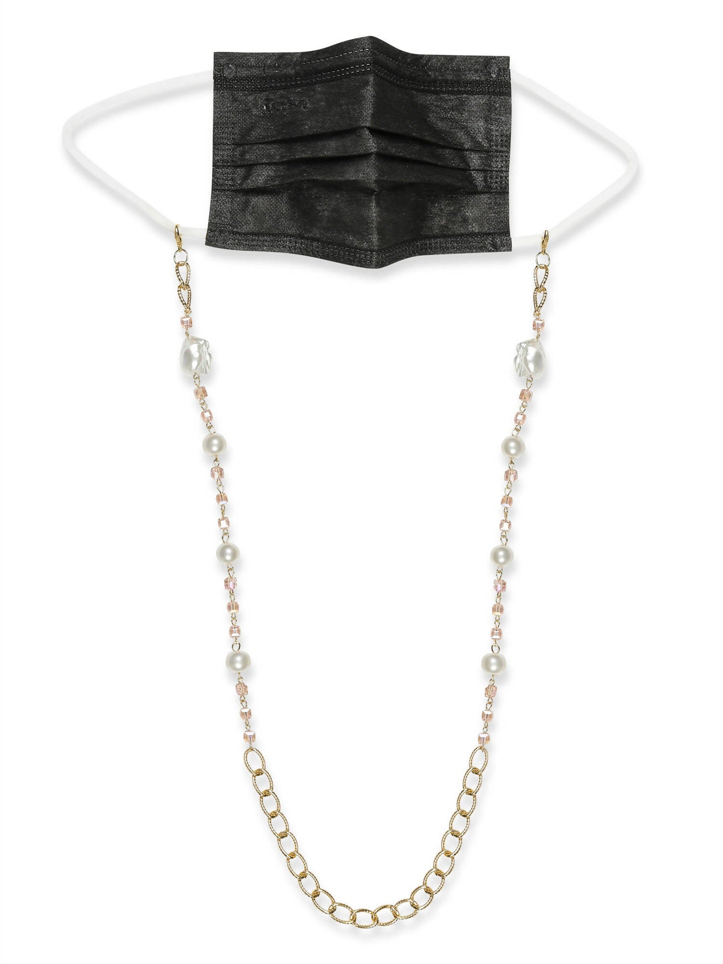 White Golden Embellished Mask Chain - Ruby Raang - Distacart