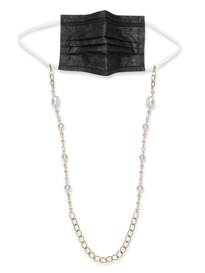 White Golden Embellished Mask Chain - Ruby Raang - Distacart