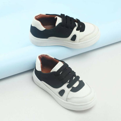 Tiny Bugs Boys Lace Up Casual Shoes - White & Black - Distacart