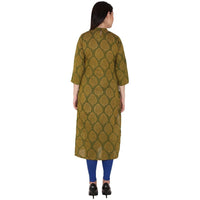 Thumbnail for Kanoor Women's green cotton straight kurti