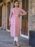Thumbnail for Juniper Women's Pink Cambric Printed Straight Kurta - Distacart