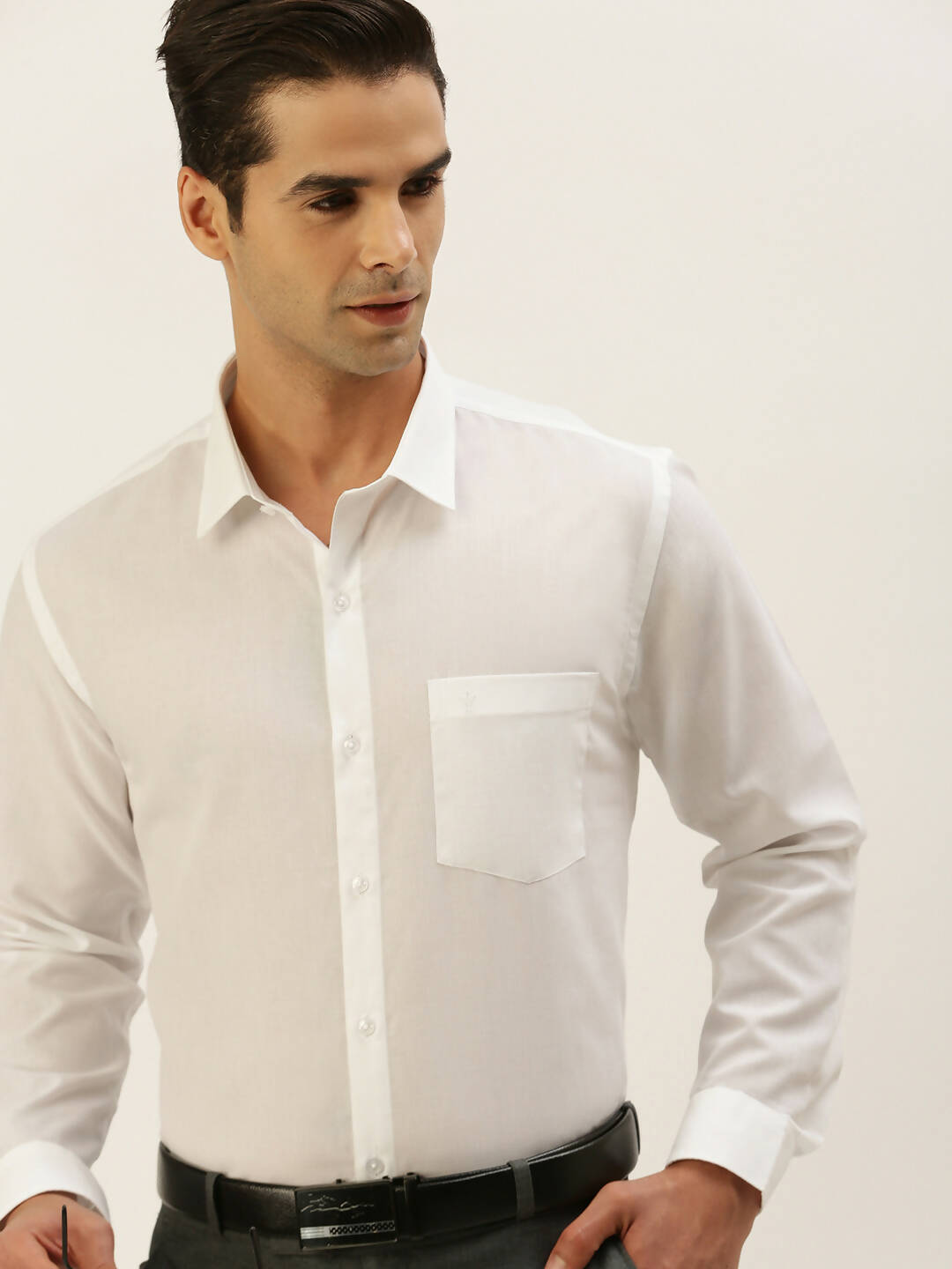 Ramraj Cotton Mens Full Sleeve Formal Poly Cotton White Shirt - Distacart