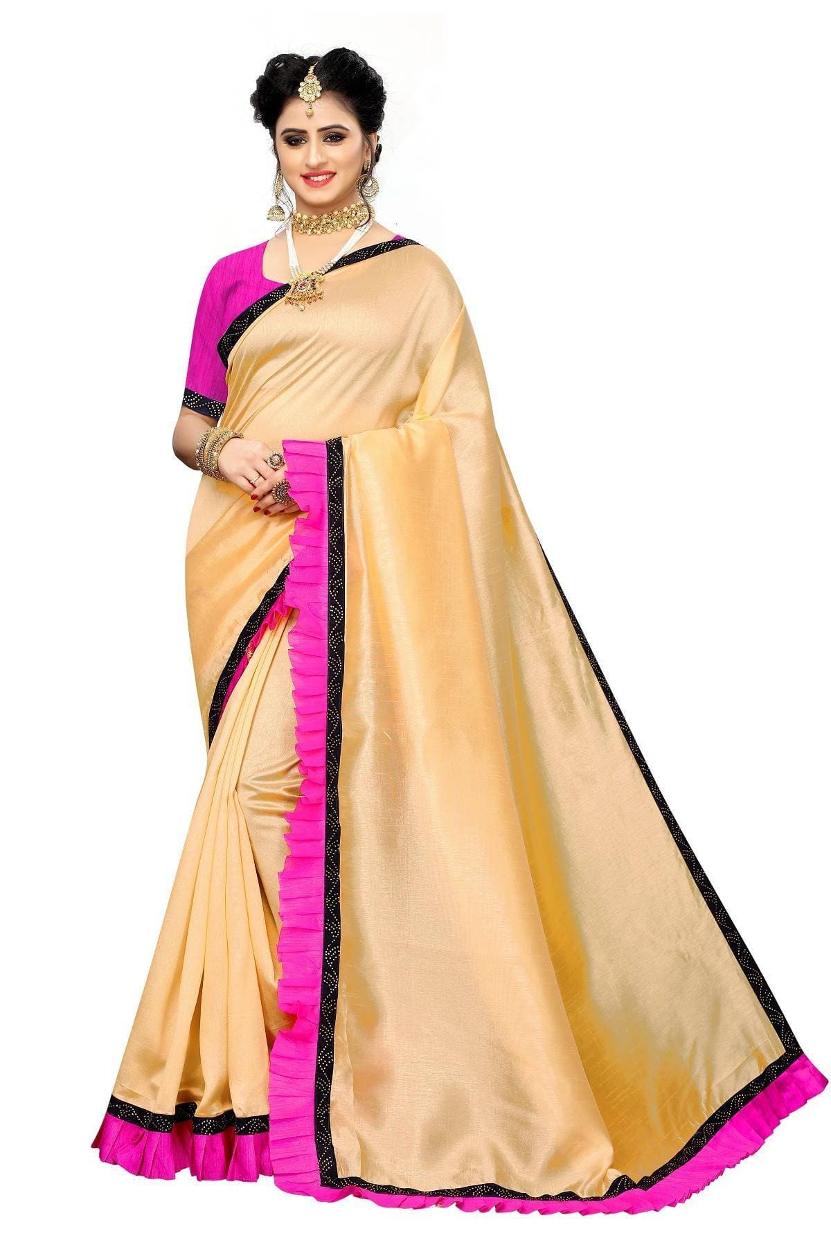Vamika Chiku Zoya Silk Stone Work with Frill Saree