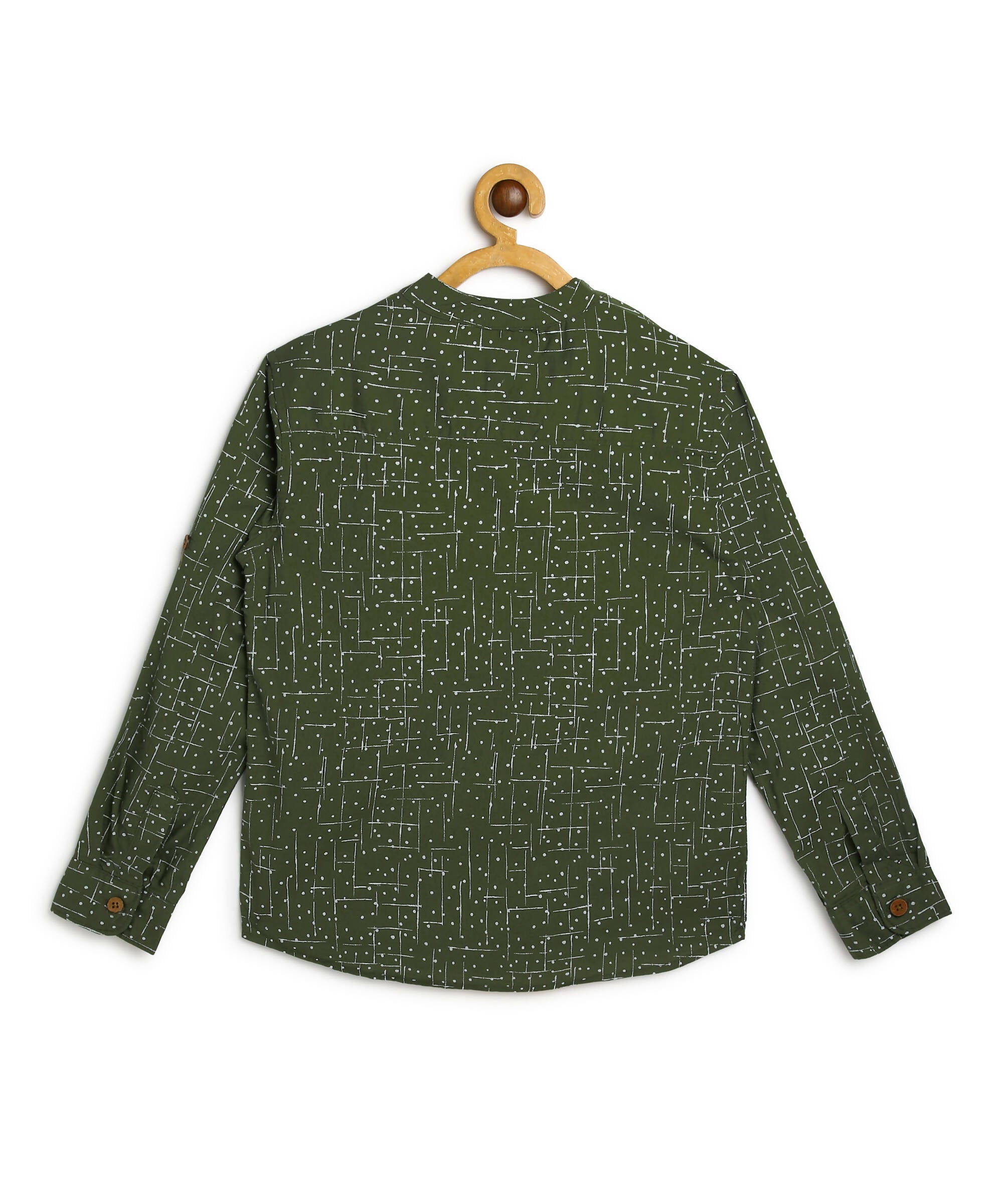 Manet Boys Full Sleeves Dot Printed Ethnic Shirt - Olive Green - Distacart