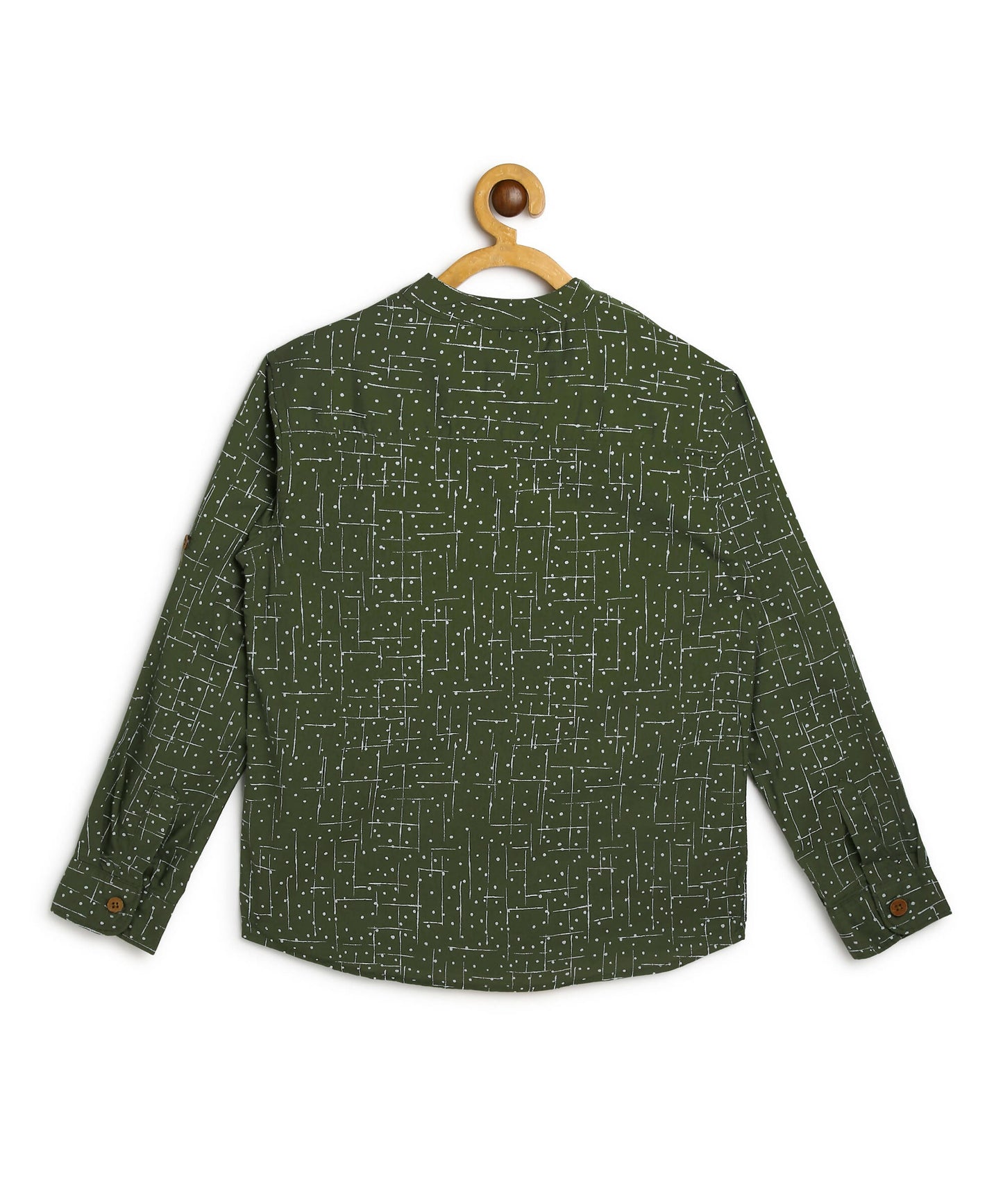 Manet Boys Full Sleeves Dot Printed Ethnic Shirt - Olive Green - Distacart