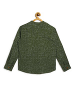 Thumbnail for Manet Boys Full Sleeves Dot Printed Ethnic Shirt - Olive Green - Distacart