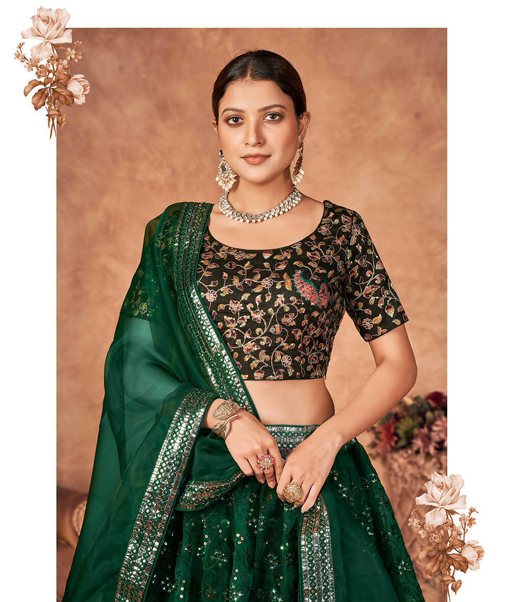 Wedding Designer Green Organzalehengha Choli - Anbazaar - Distacart