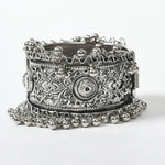 Thumbnail for Mominos Fashion Joharkamal Oxidised Silver-Plated Ghungroo Handcraft Bracelet - Design 022 - Distacart