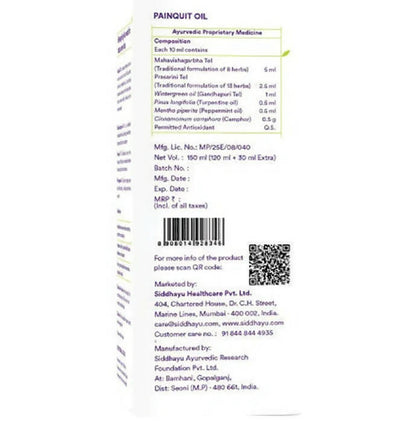 Siddhayu Ayurveda Painquit Oil - Distacart