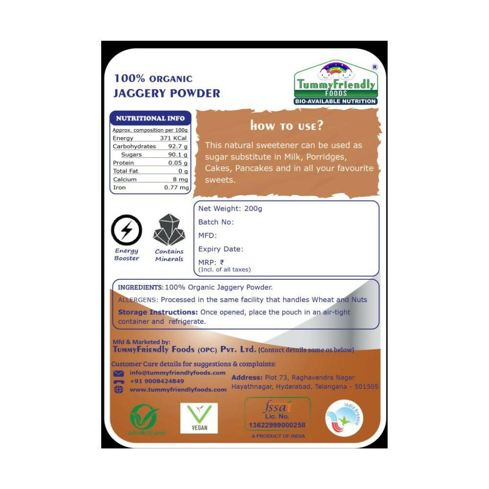 TummyFriendly Foods 100% Organic Jaggery Powder - Distacart