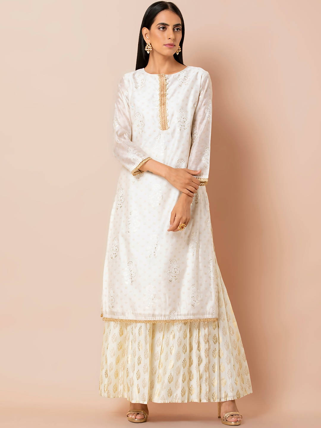Indya White Embroidered Kurta - Distacart