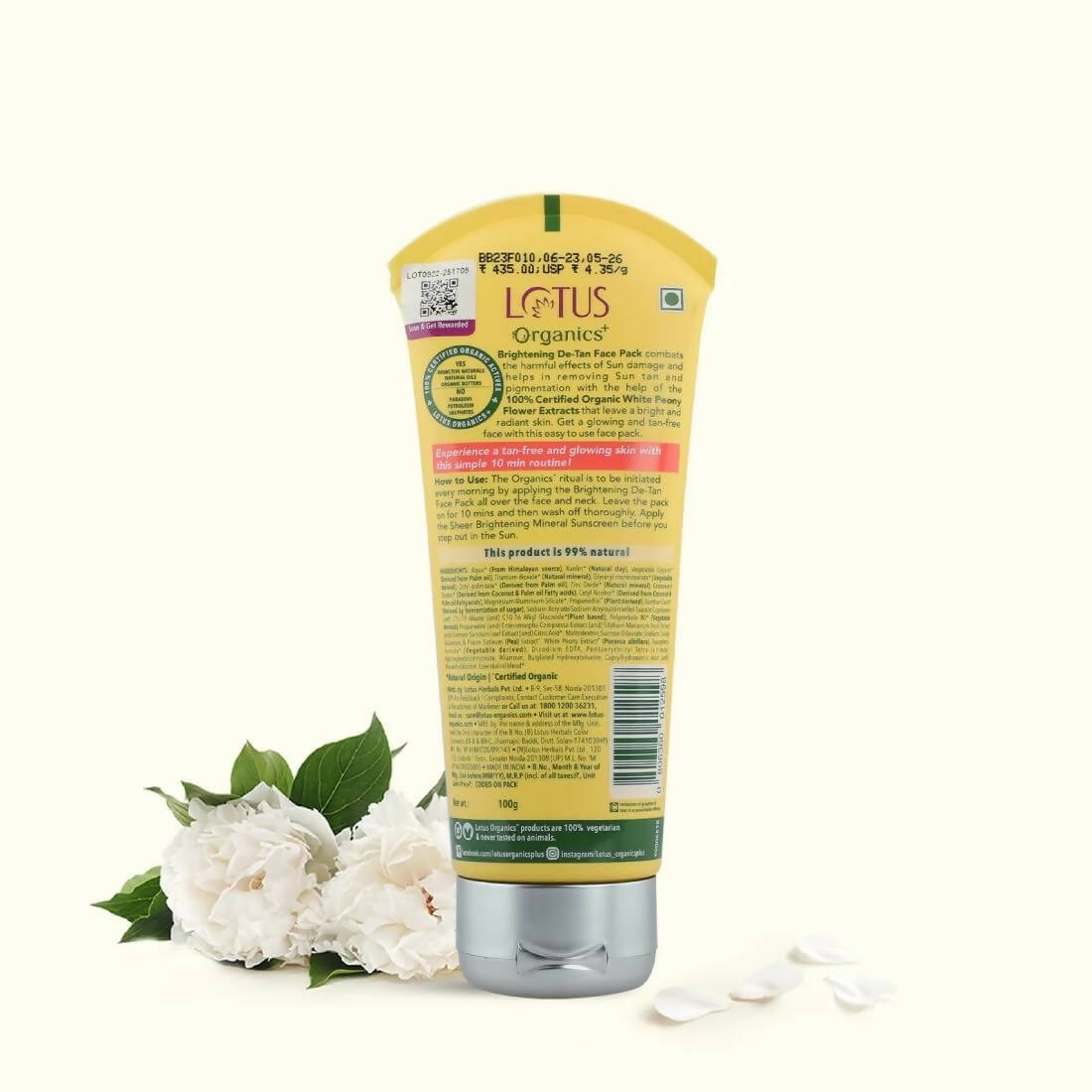 Lotus Organics+ Brightening De-Tan Face Pack - Distacart