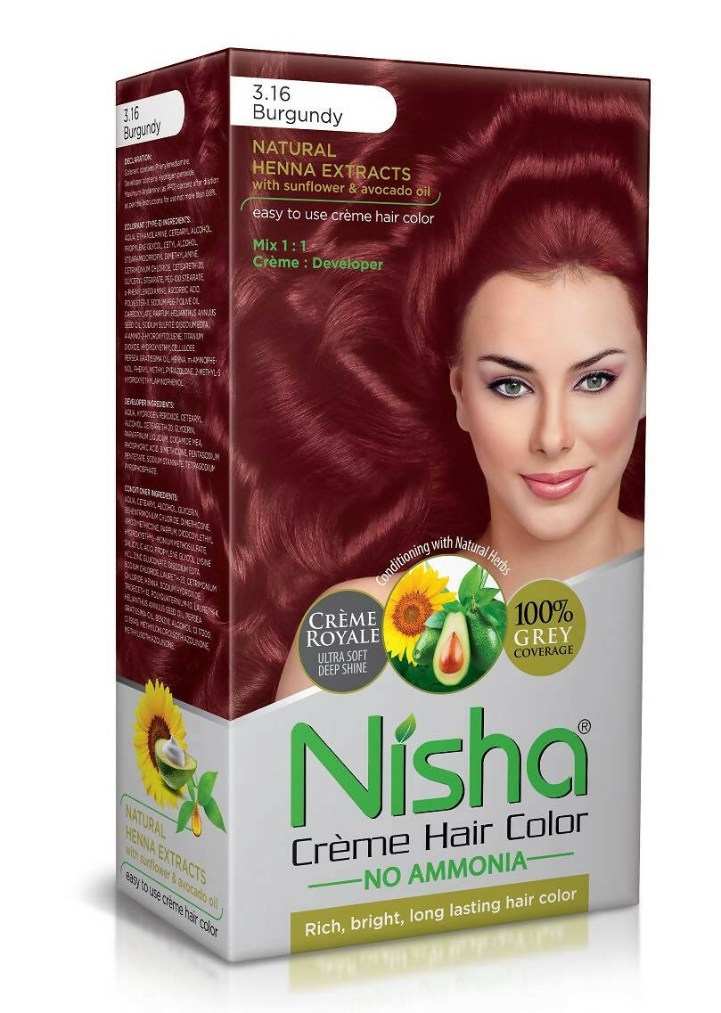 Nisha Creme Hair Color Burgundy - Distacart