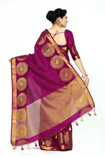 Thumbnail for Mimosa Women's Purple Tussar Silk Banarasi Saree - Distacart