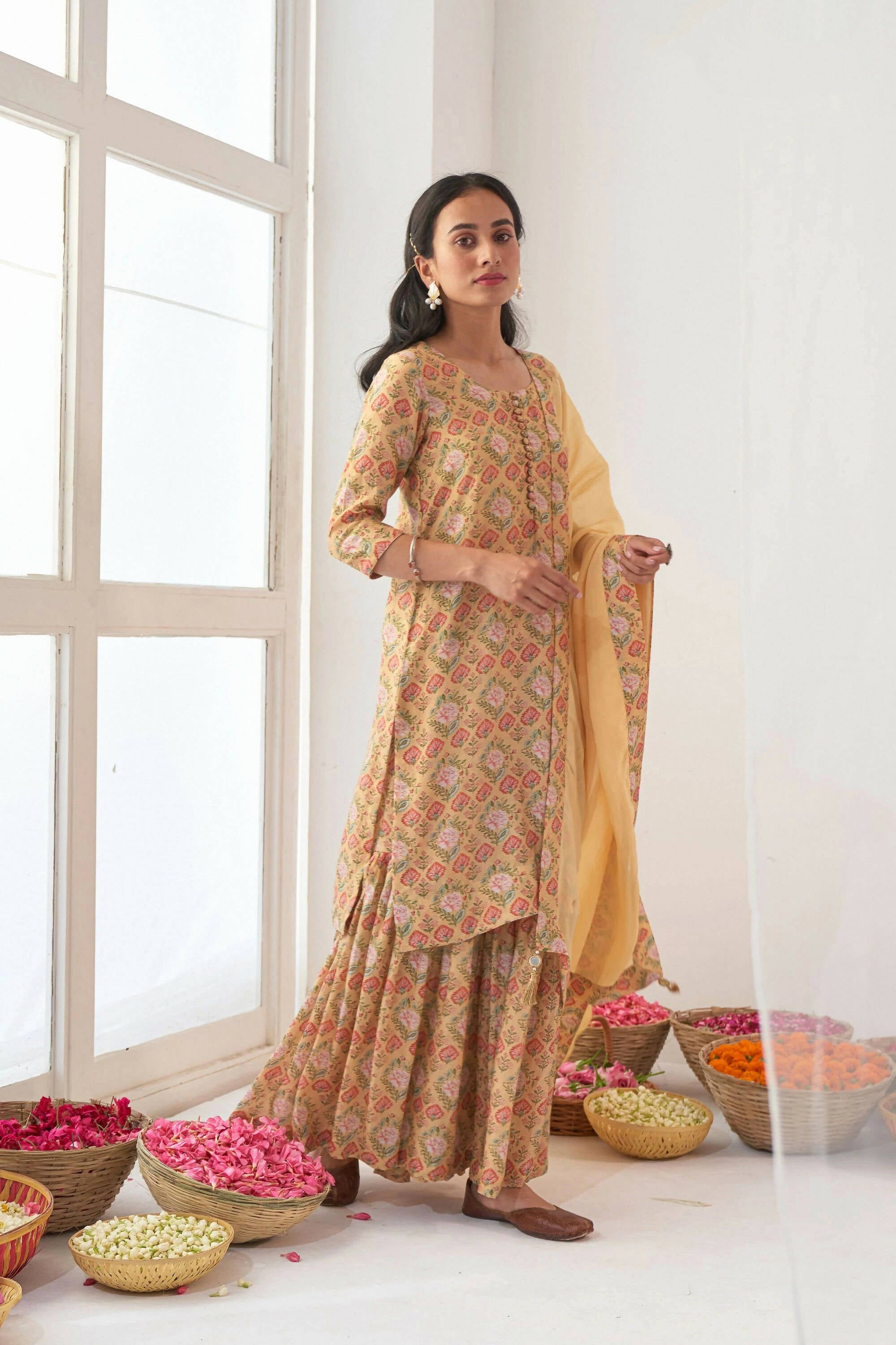 Designer Stylish Yellow Muslin Stitched Suit With Dupatta - Anbazaar - Distacart
