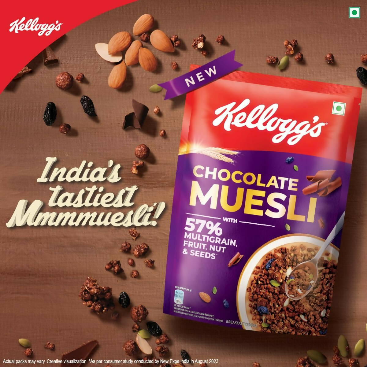 New Kellogg's Chocolate Muesli 57% Multigrain, Fruit, Nut & Seeds - Distacart