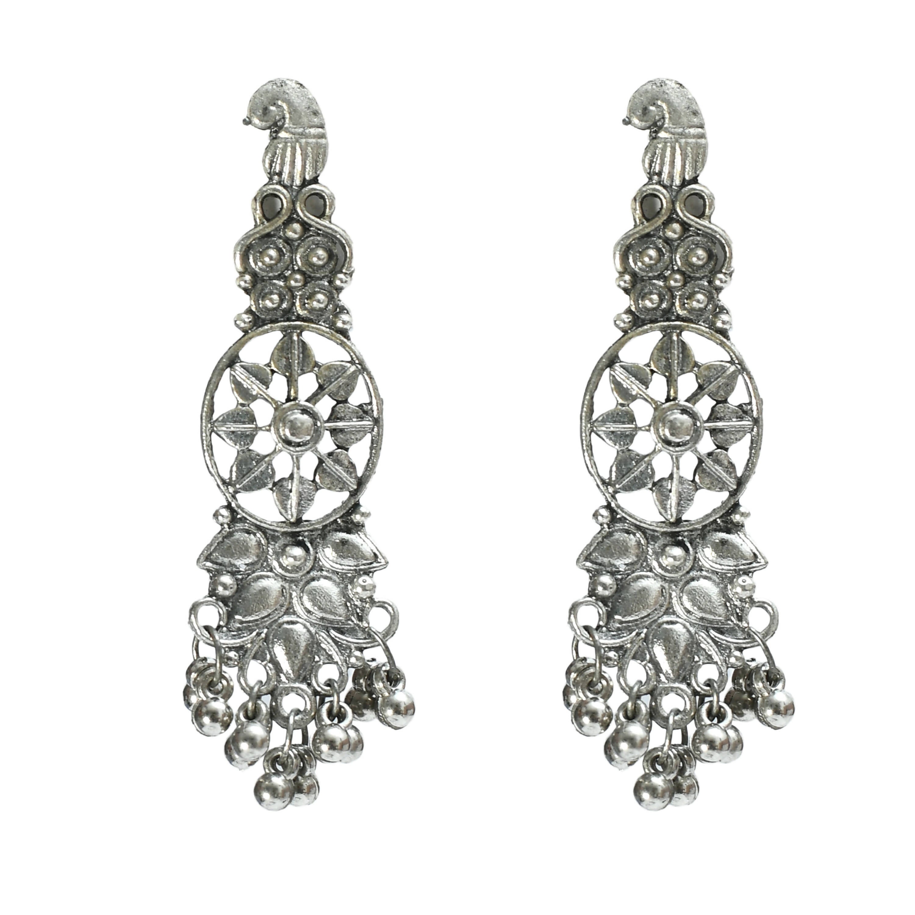 Mominos Fashion Johar Kamal Oxidised Silver-Plated Brass Finish Temple Jewellery with Earrings For Women - Distacart