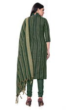 Thumbnail for Green Cotton Jacquard Woven Unstitched Dress Material - Tanvi - Distacart