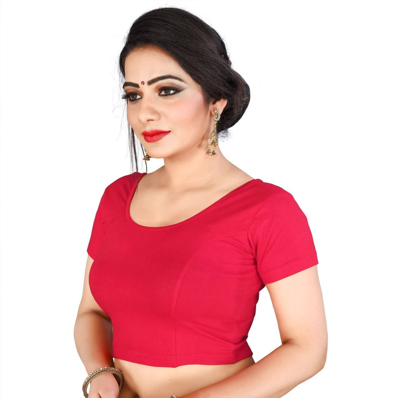 Vamika Pink Lycra Plain Blouse For Women - Distacart