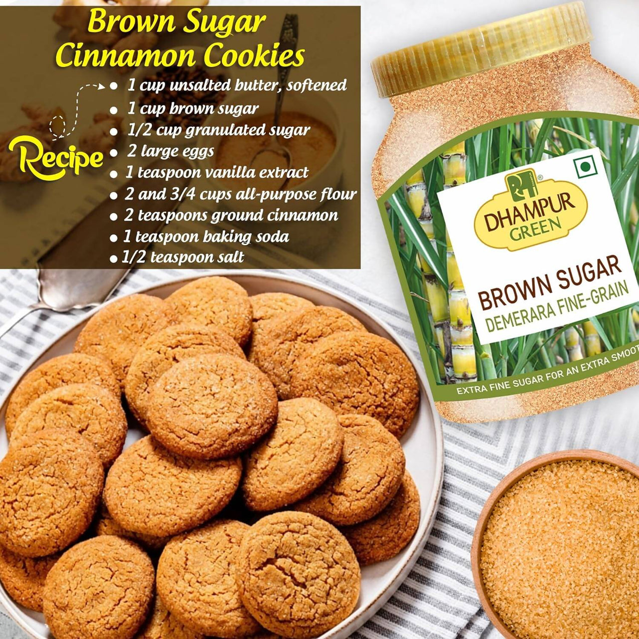 Dhampur Green Demerara Brown Sugar (Fine Grain) - Distacart