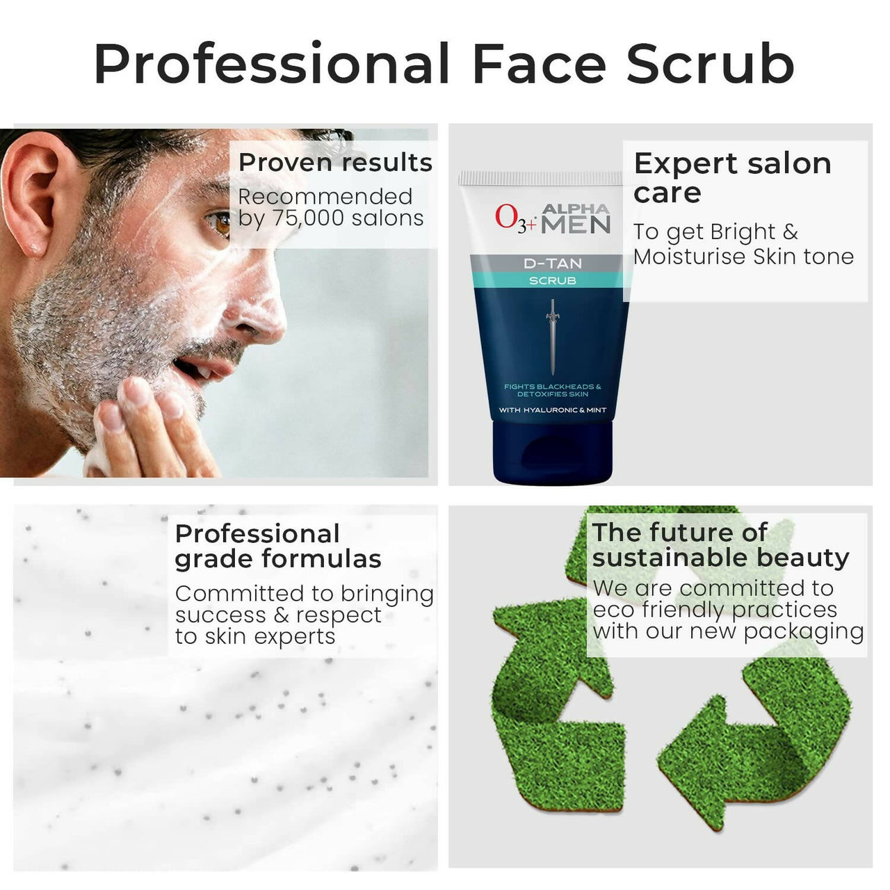 Professional O3+ Acno D-TAN Scrub With Hyaluronic & Mint - Distacart