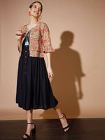 Thumbnail for Myshka Women Black Geometric Dresses - Distacart