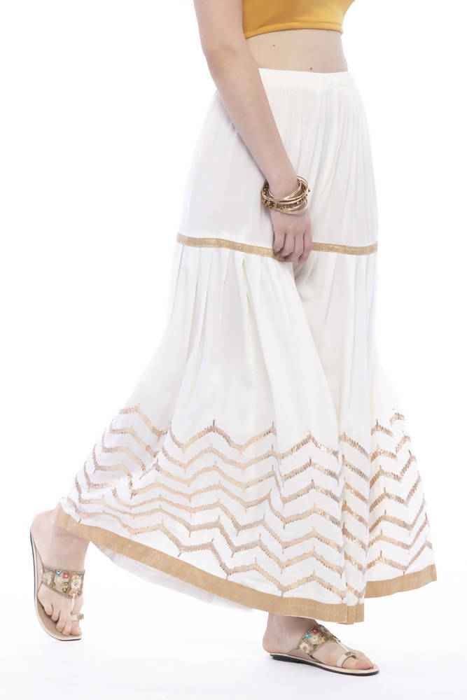 Mominos Fashion Latest Cotton Off White Gota Print Sharara For Girls - Distacart