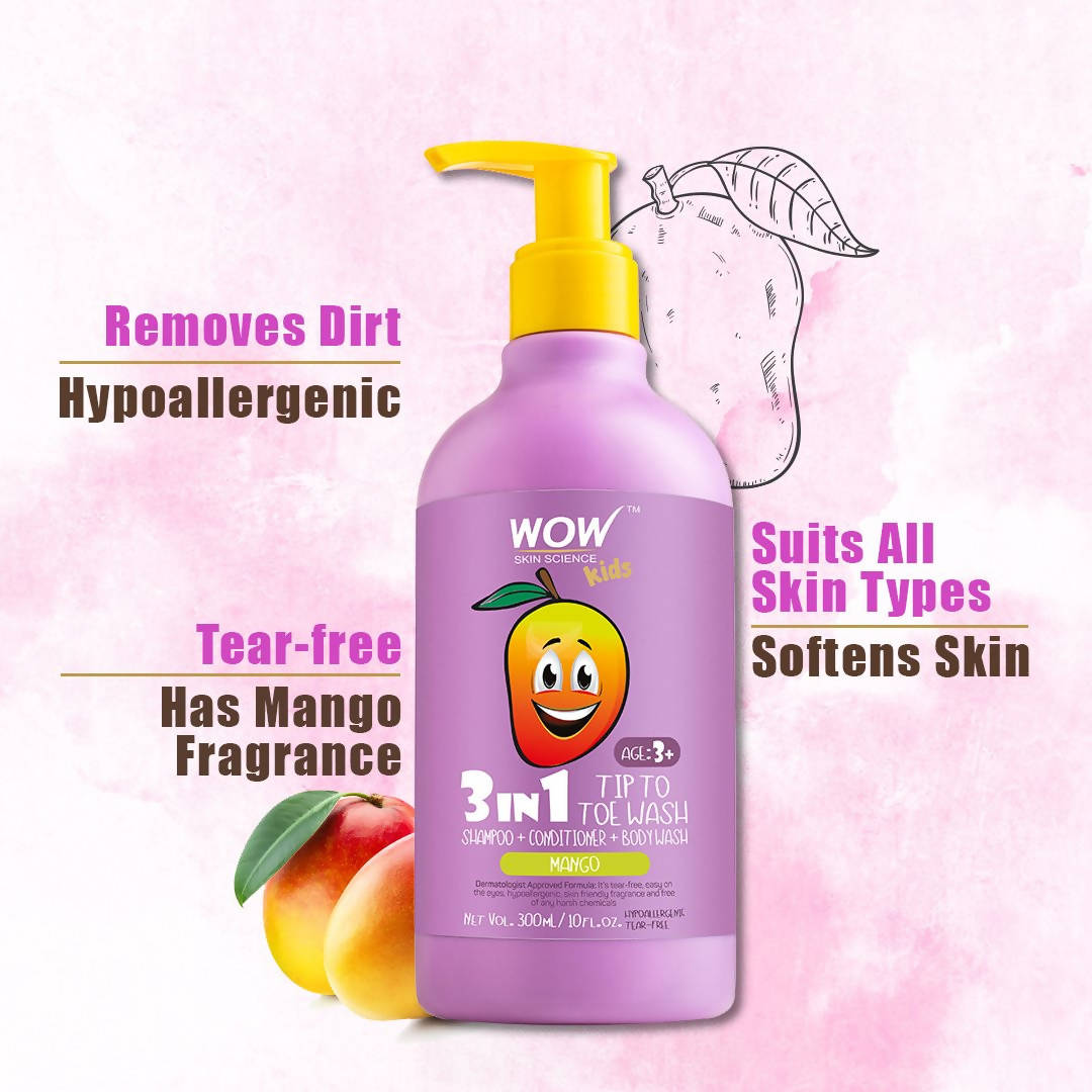 Wow Skin Science Kids Mango 3 in 1 Tip to Toe Wash