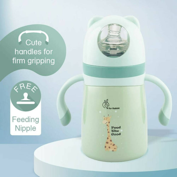 R for Rabbit Steebo Giffy Stainless Steel 2 in 1 Baby Spout Sipper Cup-Green(300ml) - Distacart