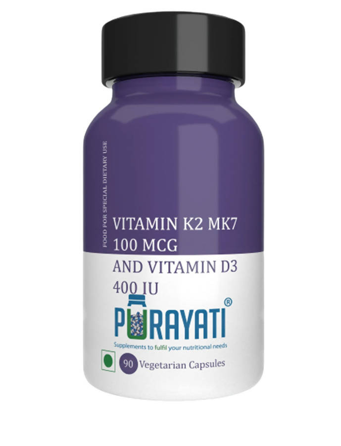 Purayati Vitamin K2 MK7 100 mcg And Vitamin D3, 400 IU Capsules
