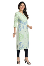 Thumbnail for Snehal Creations Green Rayon Textured Print Long Kurta For Women - Distacart