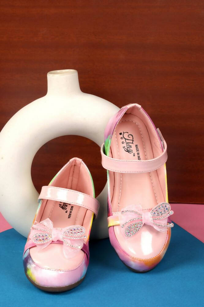 Tiny Bugs Girls Party Wear Velcro Ballerinas - Pink - Distacart