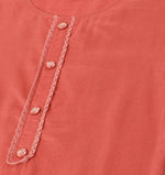 Thumbnail for Orange Chinon Silk Embroidered Straight Kurta with Trouser & Dupatta - Salimar - Distacart