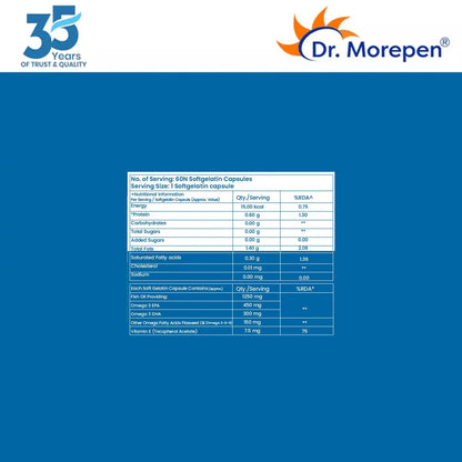 Dr. Morepen COD Liver Oil Softgels and Omega 3 Deep Sea Fish Oil Softgels Combo - Distacart