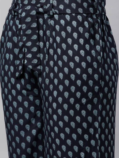 Myshka Women Blue Printed Top Palazzo Set - Distacart