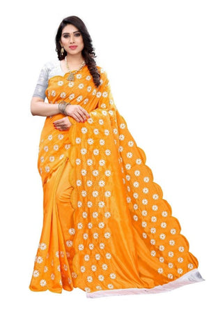 Vamika Zoya Silk Embroidered Yellow Saree (RAKHI MUSTARD)