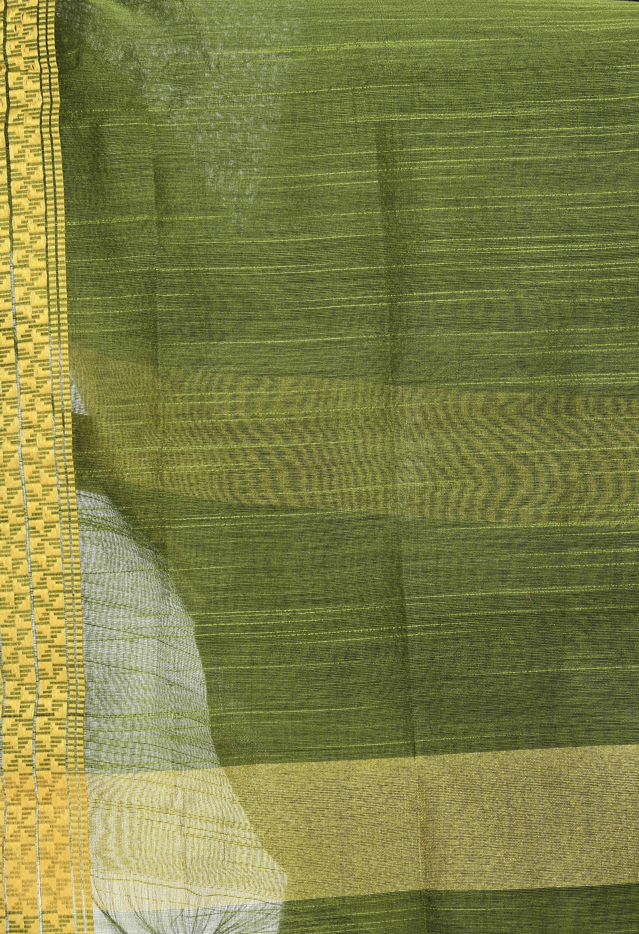 Mominos Fashion Moeza Handloom Cotton Mehndi Green Dupatta - Distacart